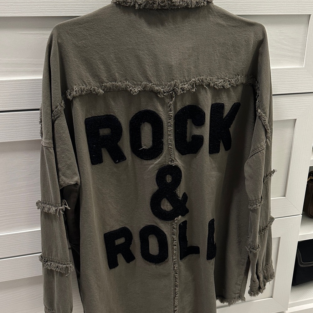 Elan Olive Frayed Jacket